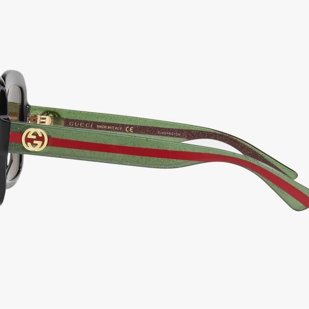 Gucci Sunglasses GG0036SN Brown Lenses Green Red Interlocking G’s Frames NWOT - Picture 2 of 12